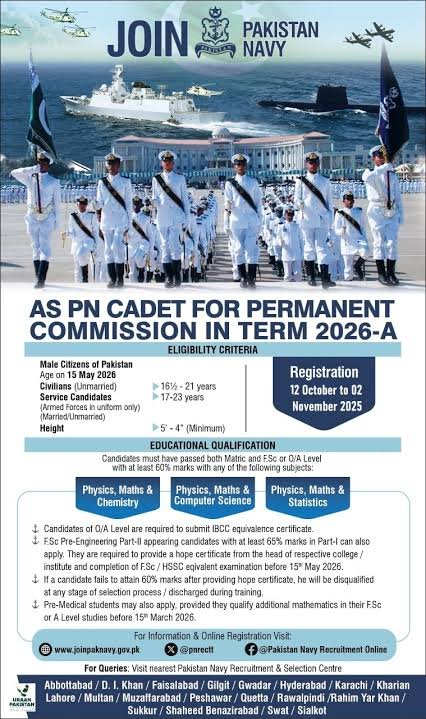 Join Pak Navy PN Cadet Registration 2026 Online Apply Portal